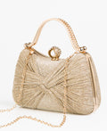 KRISP Pearl Lock Firm Grab Handle Glitter Clutch Bag