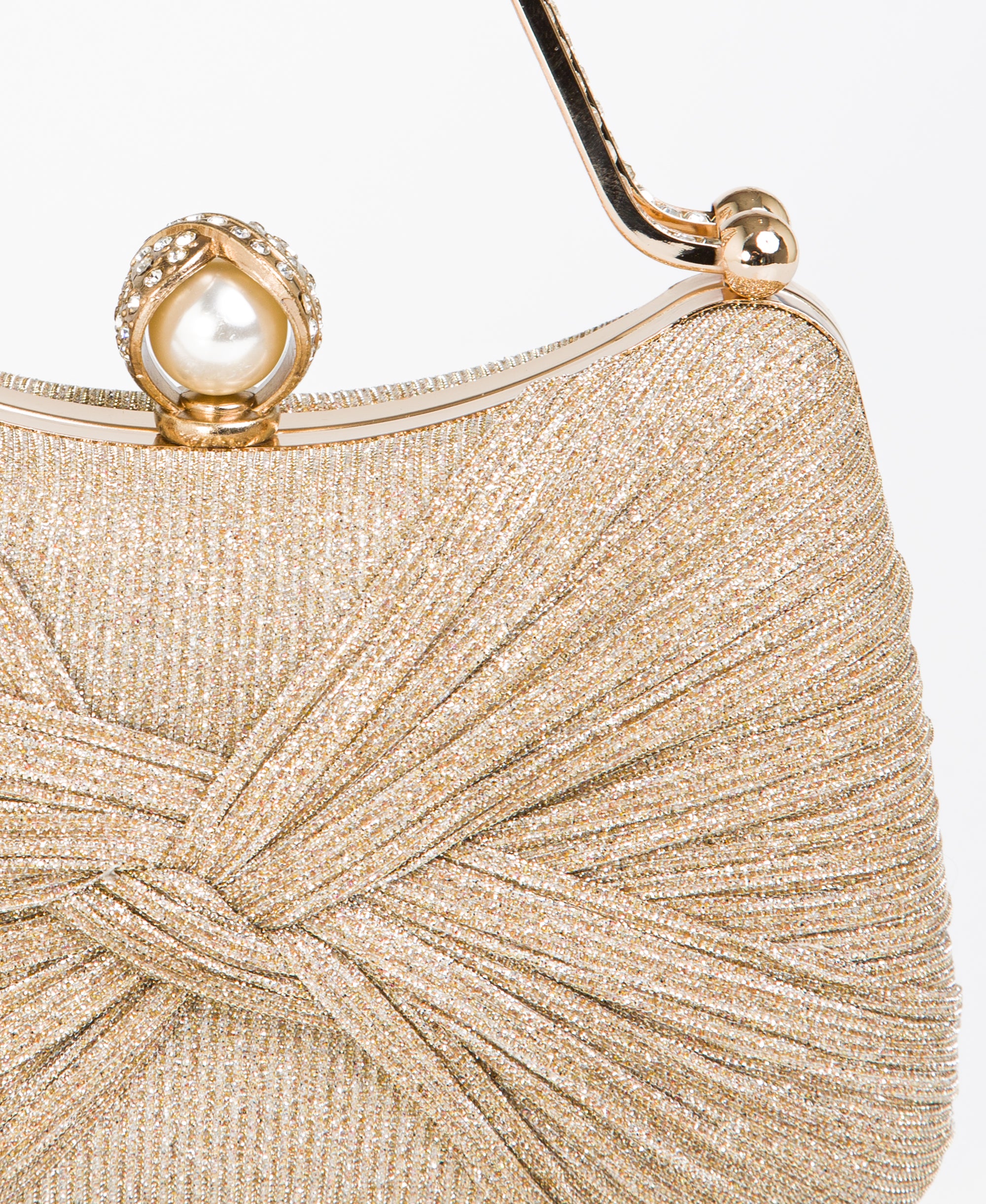 KRISP Pearl Lock Firm Grab Handle Glitter Clutch Bag