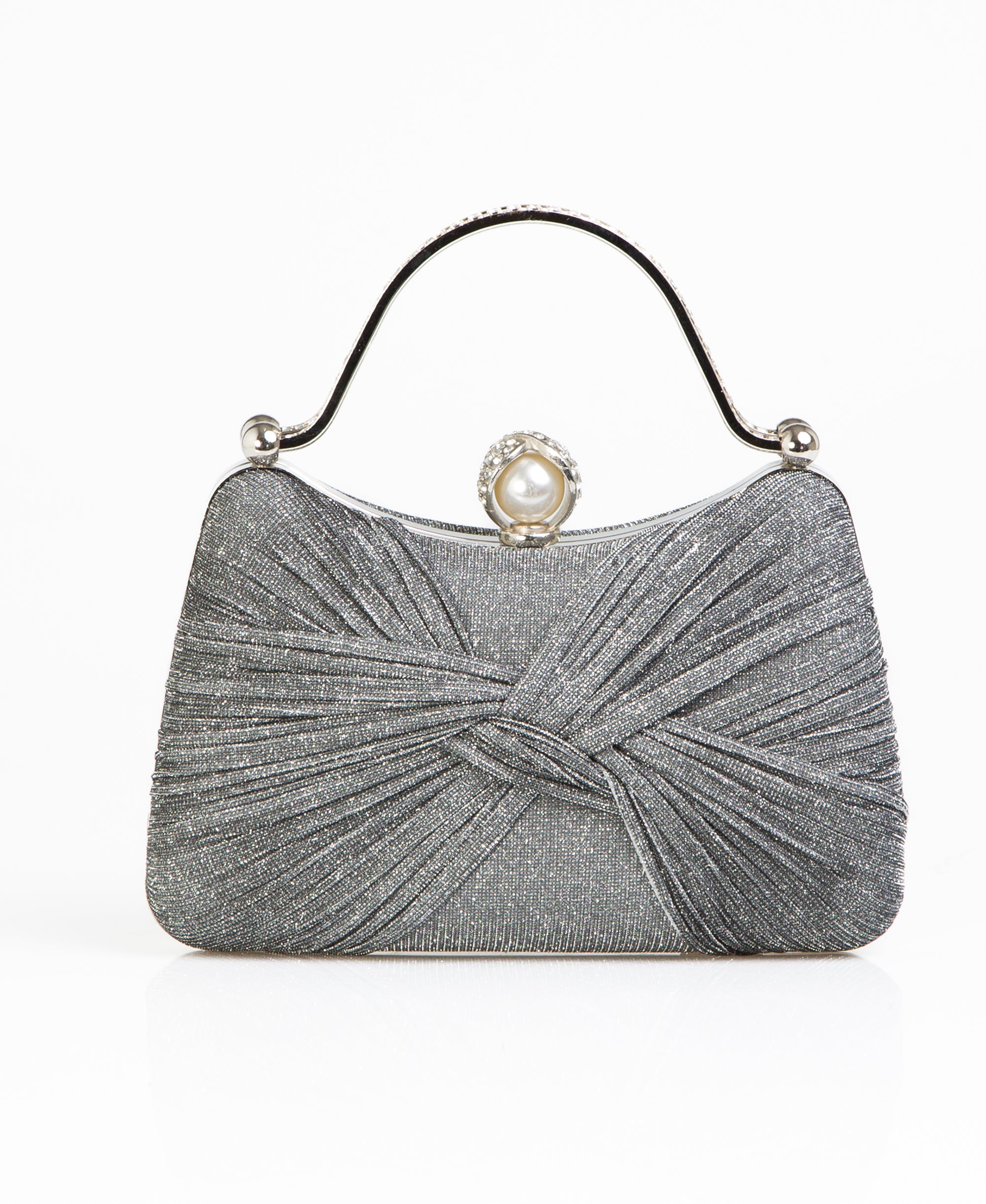KRISP Pearl Lock Firm Grab Handle Glitter Clutch Bag