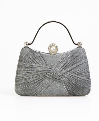 KRISP Pearl Lock Firm Grab Handle Glitter Clutch Bag
