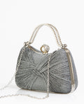 KRISP Pearl Lock Firm Grab Handle Glitter Clutch Bag