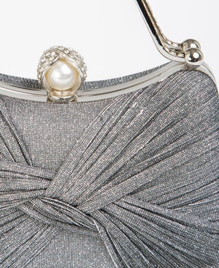 KRISP Pearl Lock Firm Grab Handle Glitter Clutch Bag