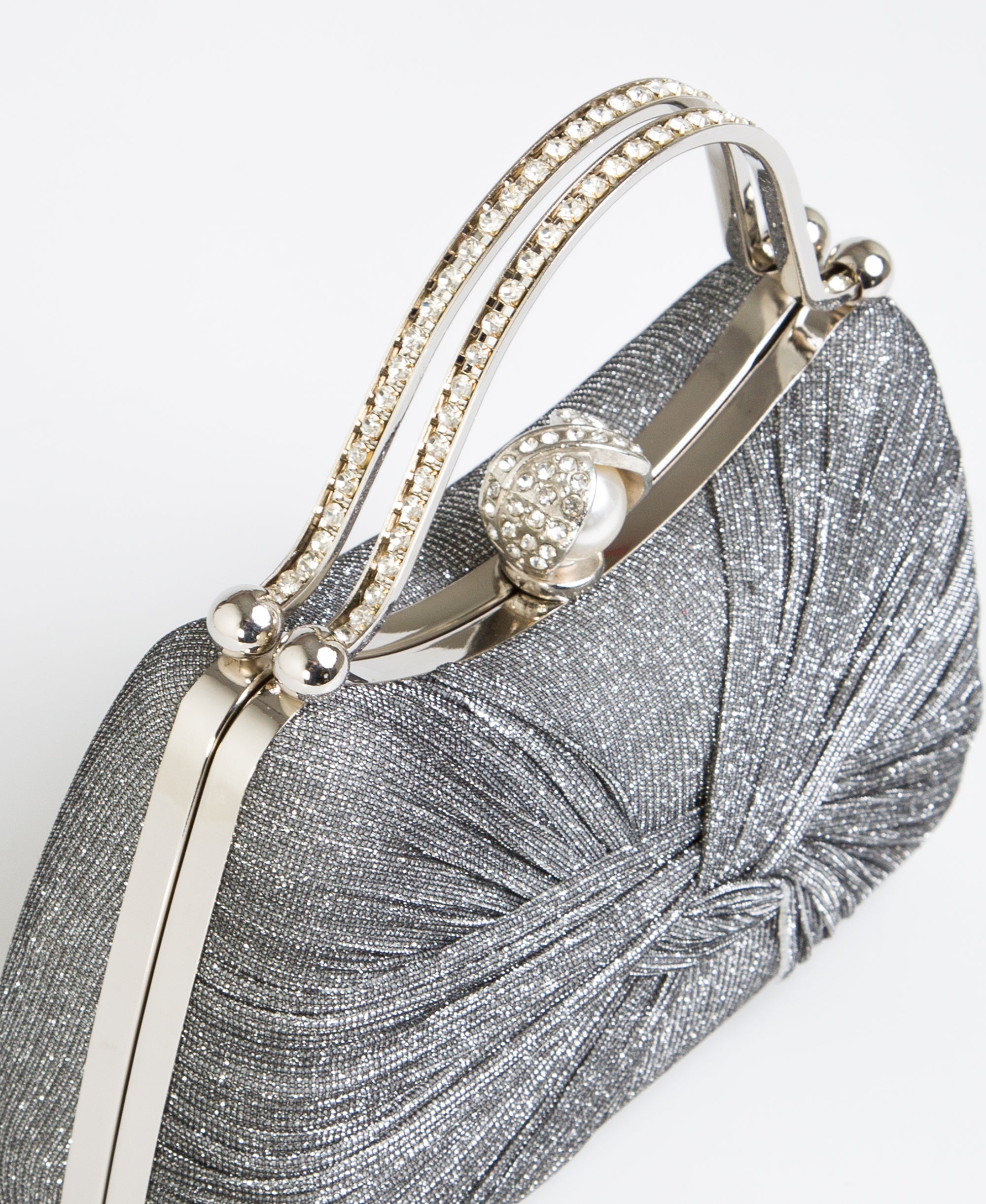 KRISP Pearl Lock Firm Grab Handle Glitter Clutch Bag