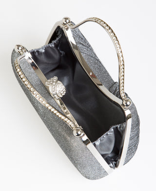 KRISP Pearl Lock Firm Grab Handle Glitter Clutch Bag