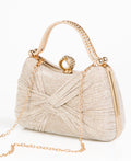 KRISP Pearl Lock Firm Grab Handle Glitter Clutch Bag