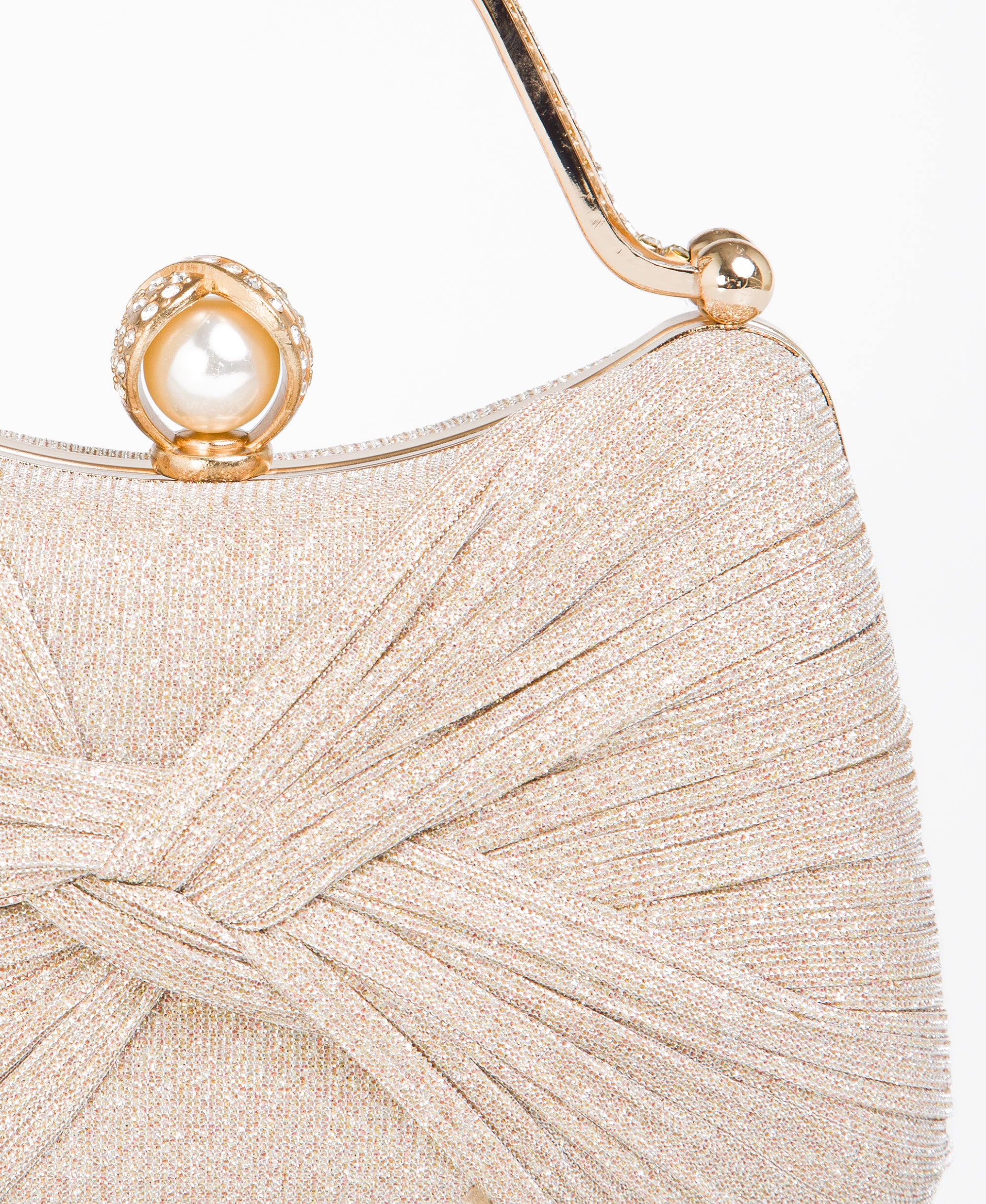 KRISP Pearl Lock Firm Grab Handle Glitter Clutch Bag