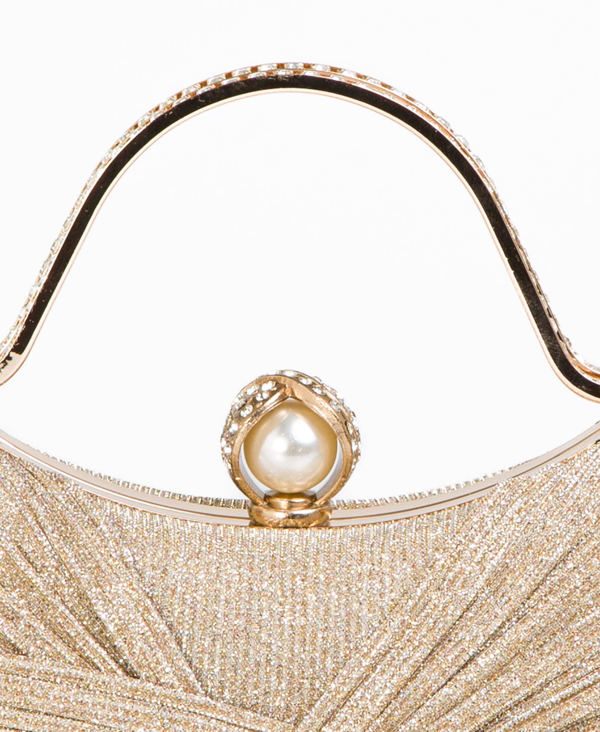KRISP Pearl Lock Firm Grab Handle Glitter Clutch Bag