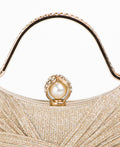 KRISP Pearl Lock Firm Grab Handle Glitter Clutch Bag