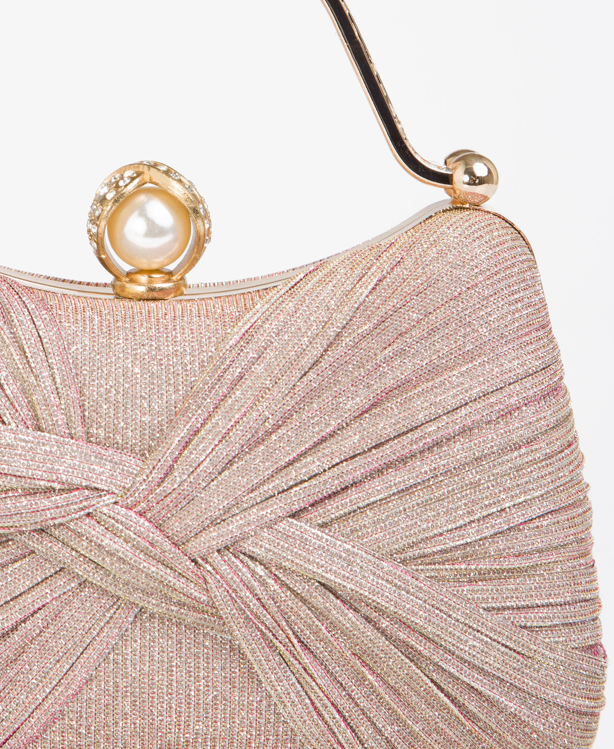 KRISP Pearl Lock Firm Grab Handle Glitter Clutch Bag
