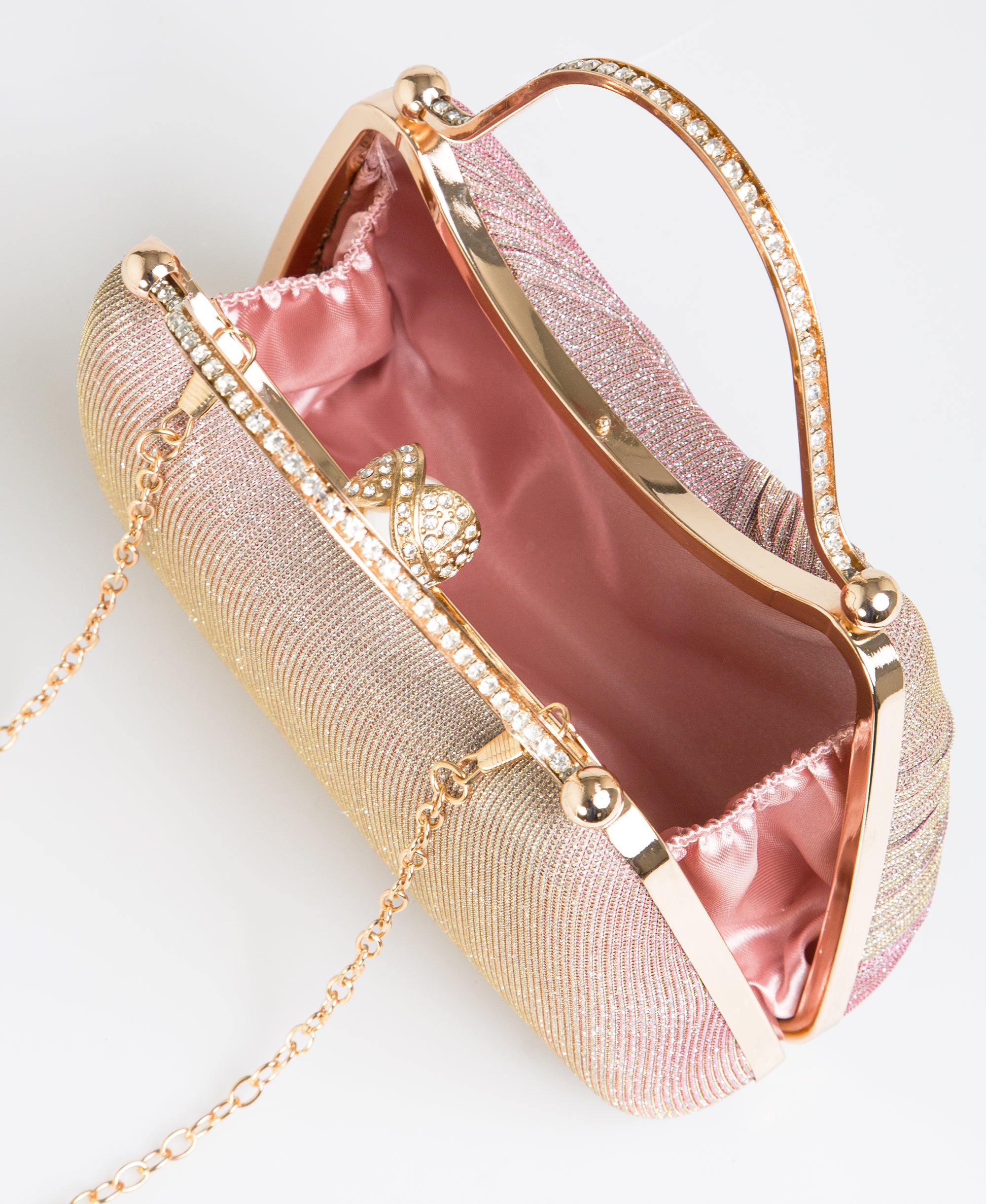 KRISP Pearl Lock Firm Grab Handle Glitter Clutch Bag