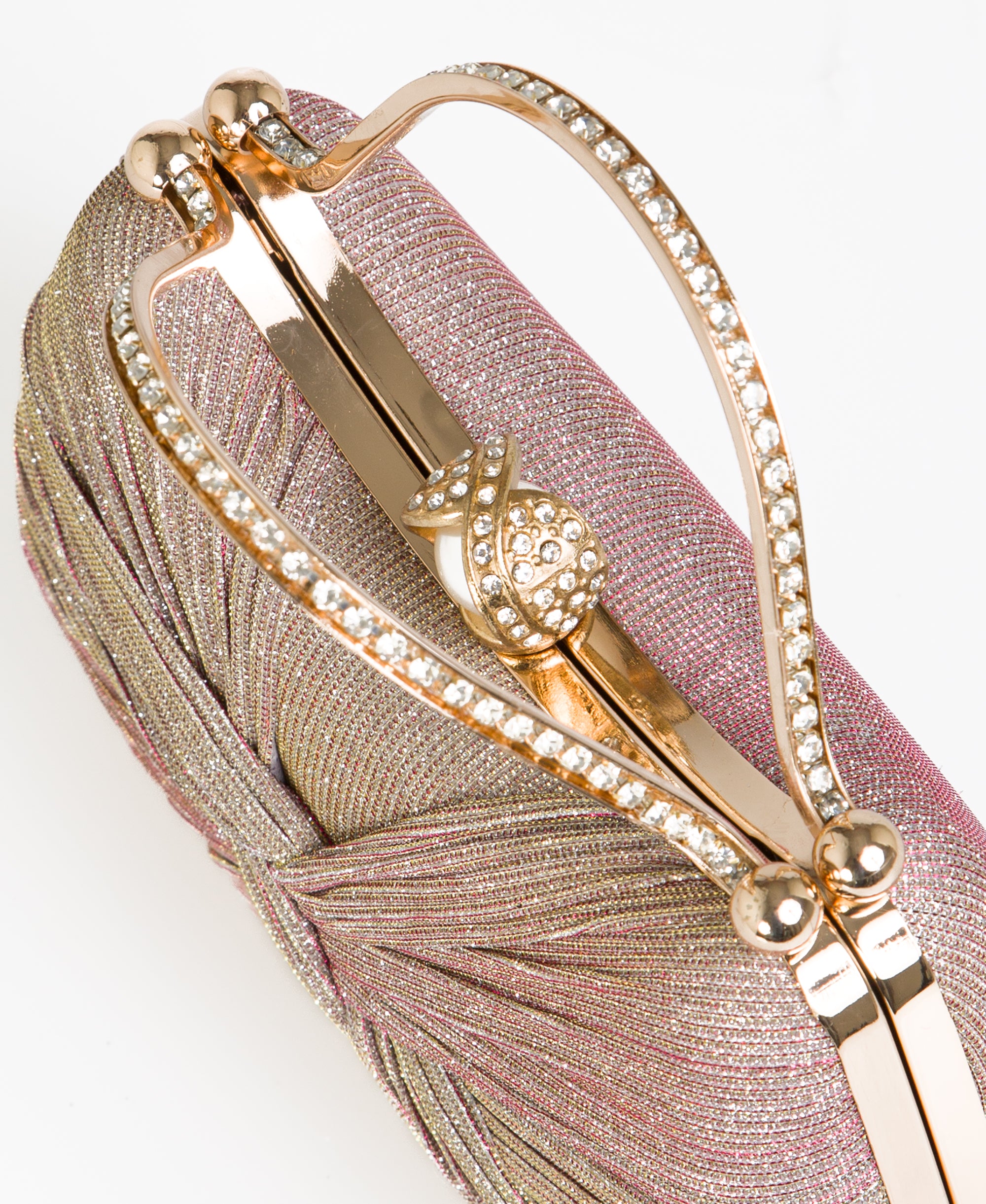 KRISP Pearl Lock Firm Grab Handle Glitter Clutch Bag