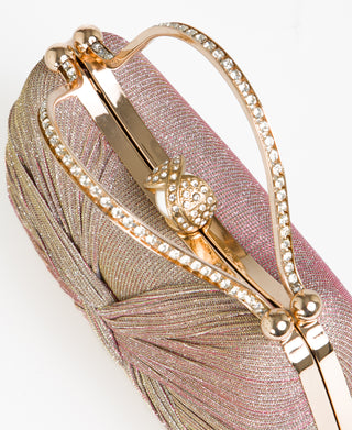 KRISP Pearl Lock Firm Grab Handle Glitter Clutch Bag