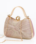 KRISP Pearl Lock Firm Grab Handle Glitter Clutch Bag