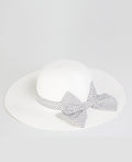 KRISP Spotted Ribbon Straw Sun Hat