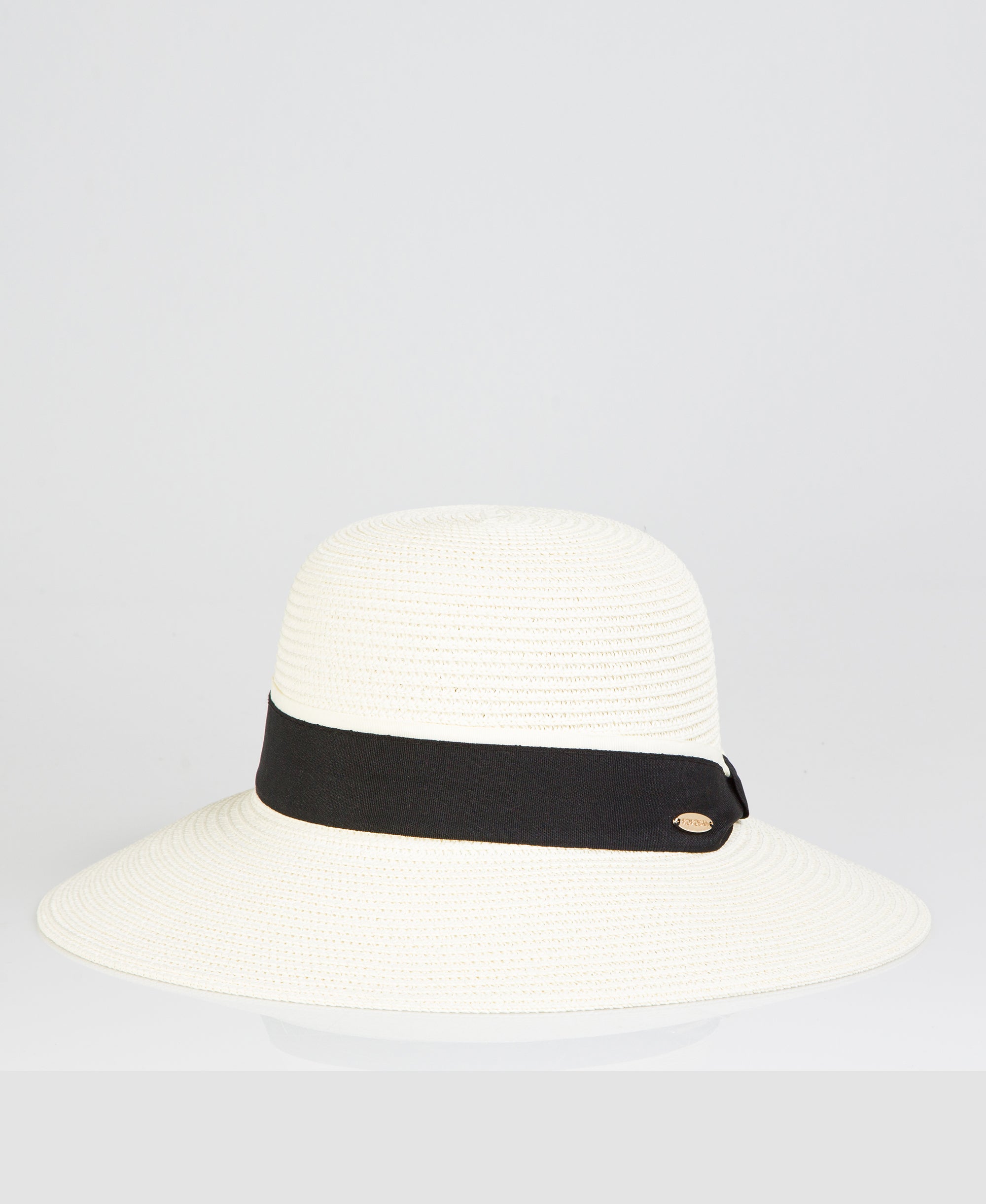 KRISP Black Ribbon Embellished Bowler Straw Hat