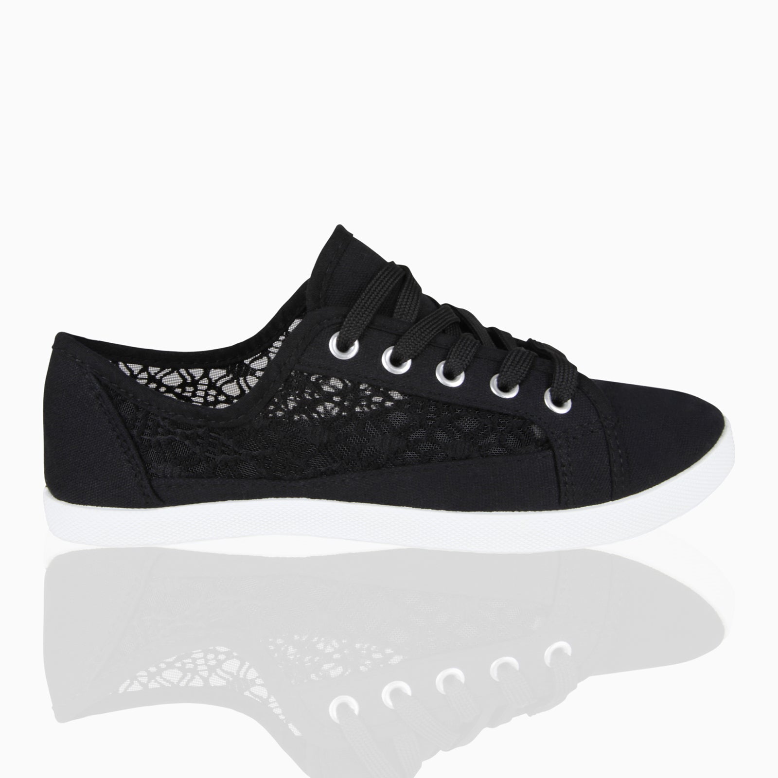 KRISP Crochet Panelled Plimsoll Trainers (3297)