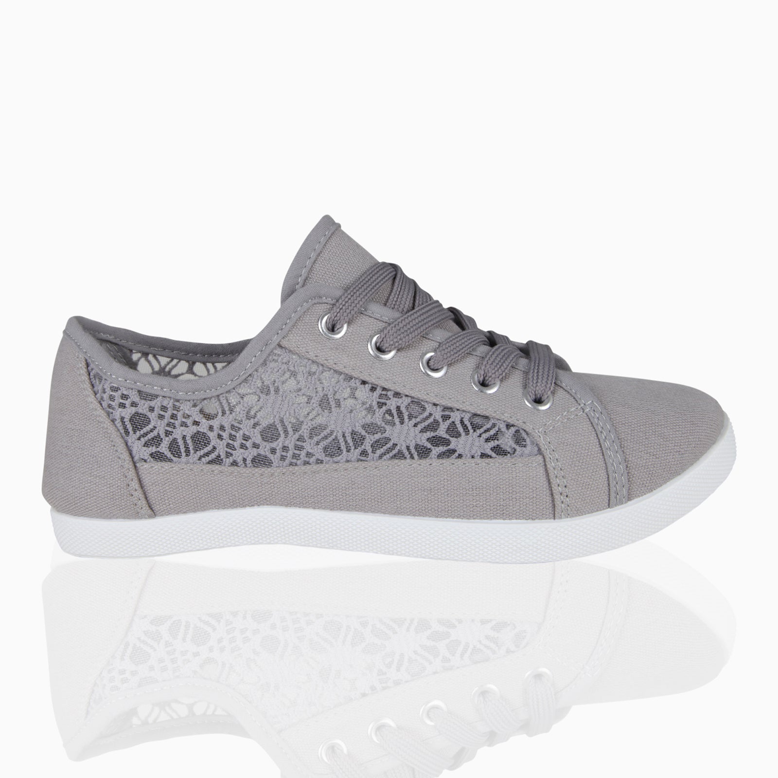 KRISP Crochet Panelled Plimsoll Trainers (3297)