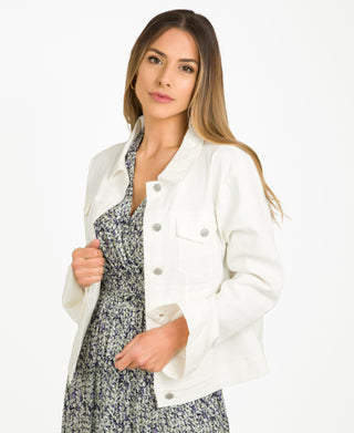 KRISP White Button Front Classic Denim Jacket (10993)