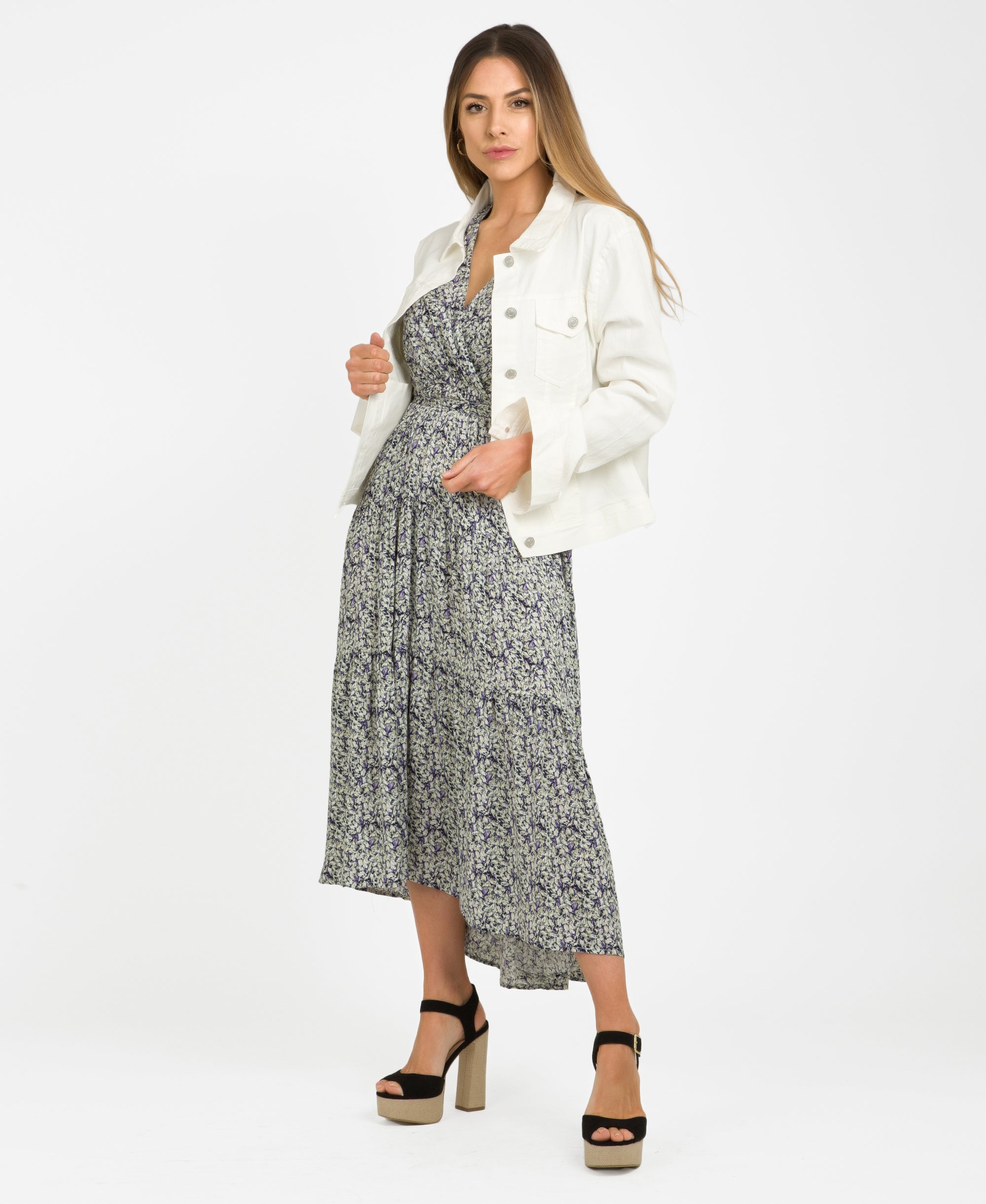KRISP White Button Front Classic Denim Jacket (10993)