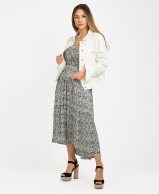 KRISP White Button Front Classic Denim Jacket (10993)