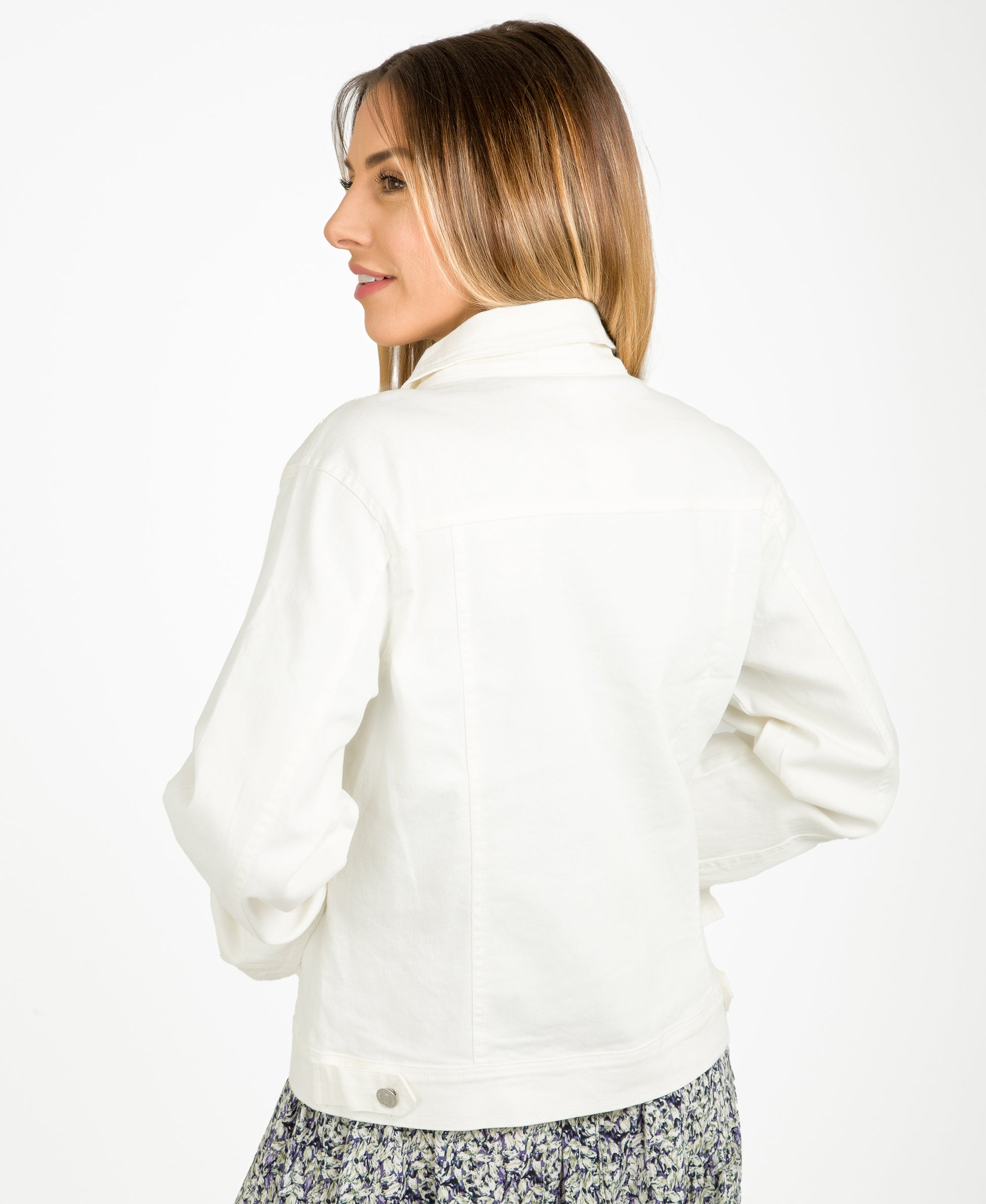 KRISP White Button Front Classic Denim Jacket (10993)