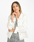 KRISP White Button Front Classic Denim Jacket (10993)