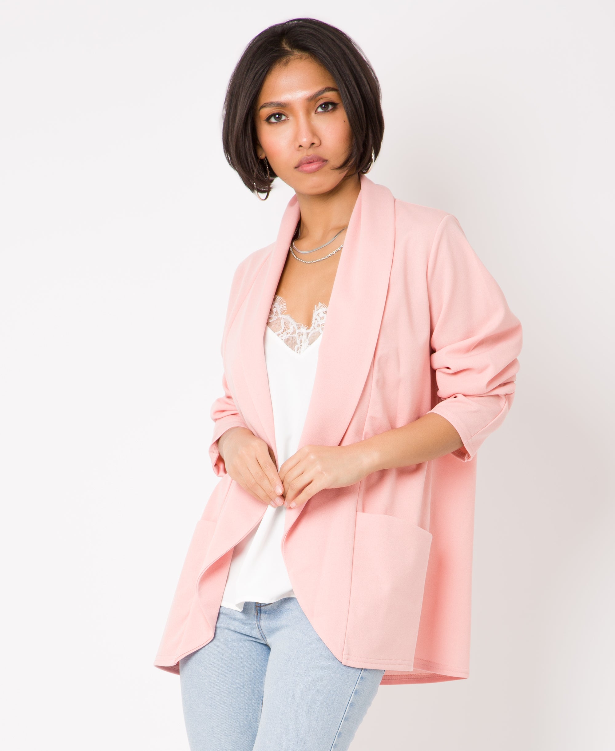 KRISP Shawl Collar 2 Pocket Open Blazer (11072)